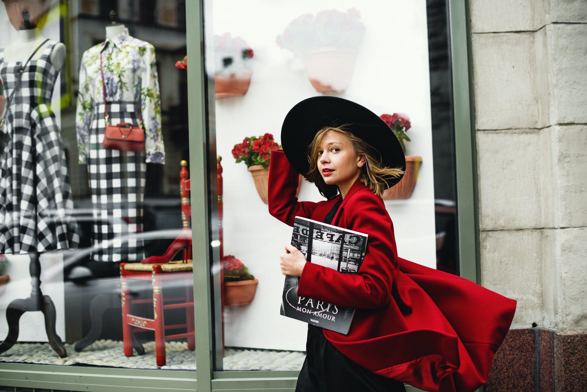 woman in red walking down the street while Mastering Your Day