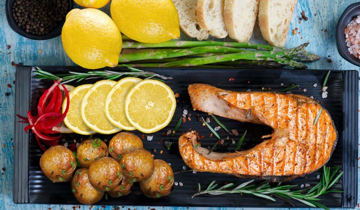 Salmon steak on grill pan for the Long-Chain Omega-3 and Bipolar Disorder post