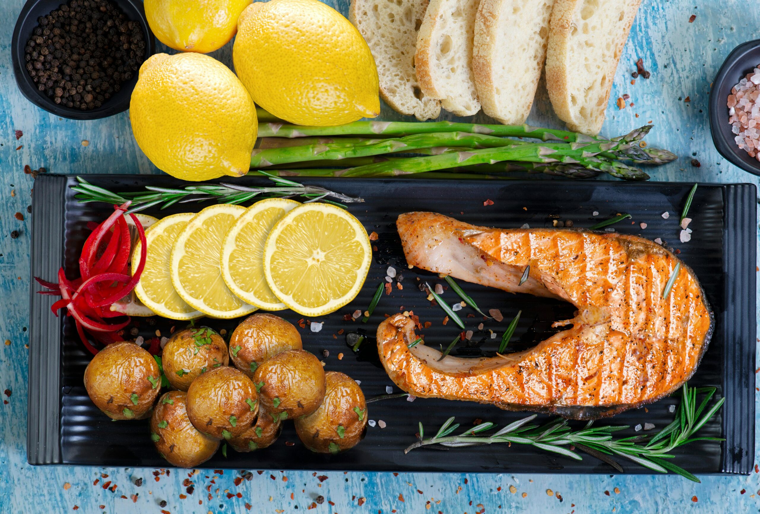 Salmon steak on grill pan for the Long-Chain Omega-3 and Bipolar Disorder post