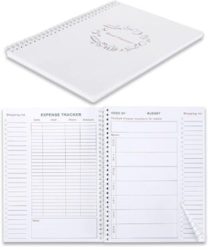 Weekly Meal Planner Notebook with Easy Tear off Grocery List & Expense Tracker