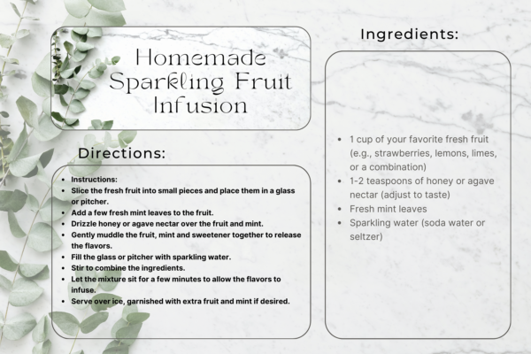 Recipe card for Homemade Sparklinf Fruit Infusion