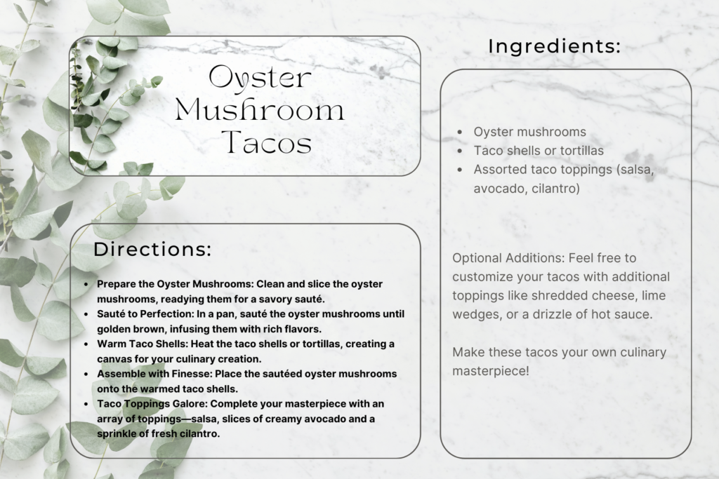 Oyster Mushroom Tacos Recipe Card