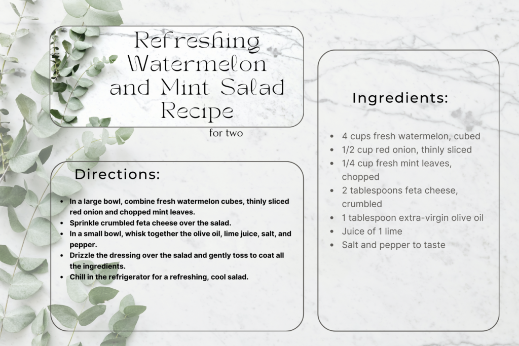 Watermelon and Mint Salad for Two Recipe Card