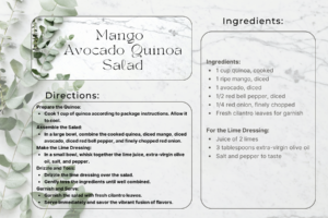 Mango Avocado Quinoa Salad Recipe Card